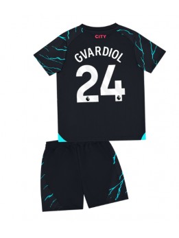 Manchester City Josko Gvardiol #24 Ausweichtrikot für Kinder 2023-24 Kurzarm (+ Kurze Hosen)